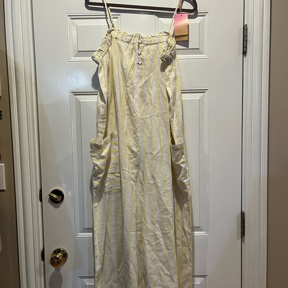 Stoney Clover Lane Linen Jumpsuit - Yellow & White - Size Large - Picture 2 of 10